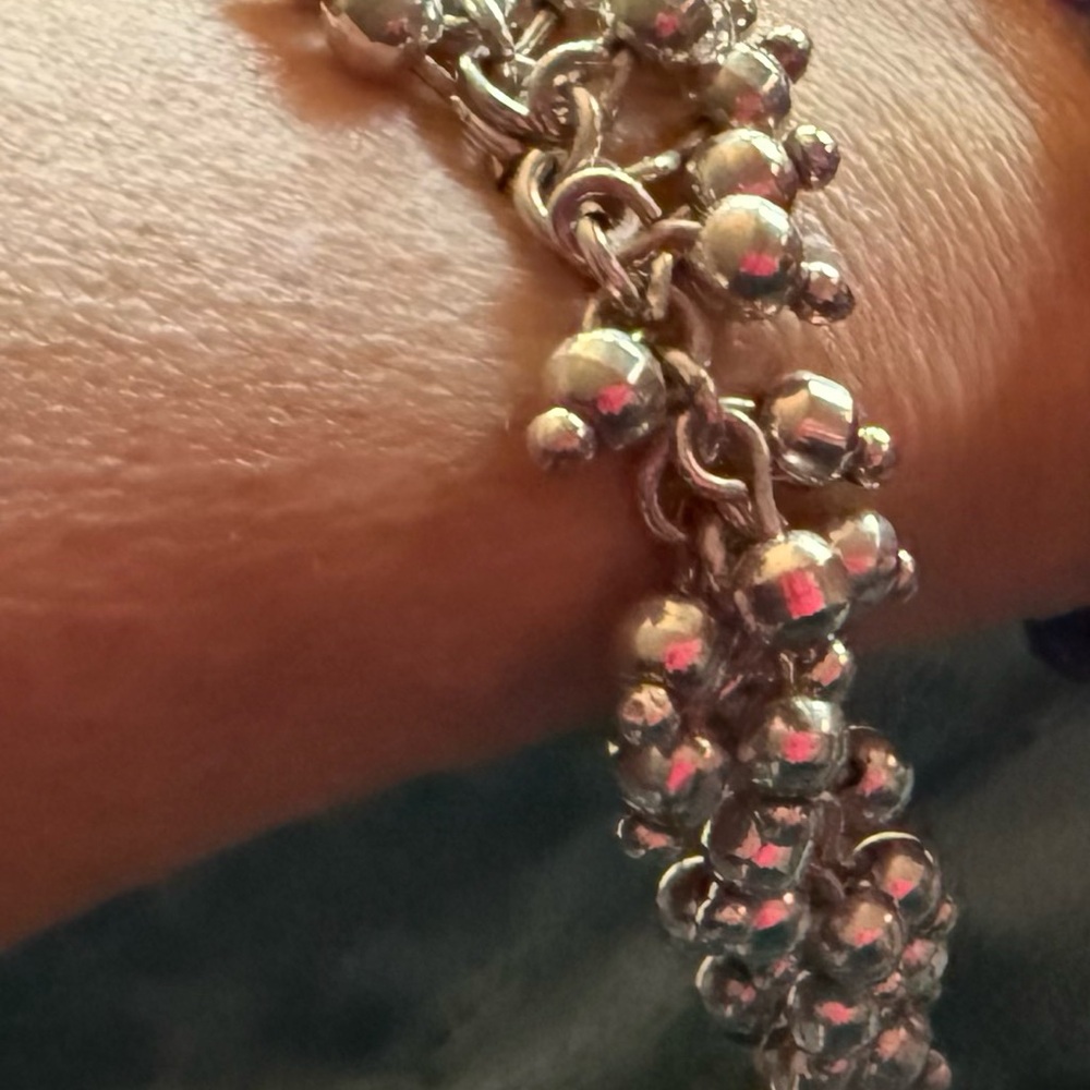 Elegant Silver Beaded Bracelet likely sterling